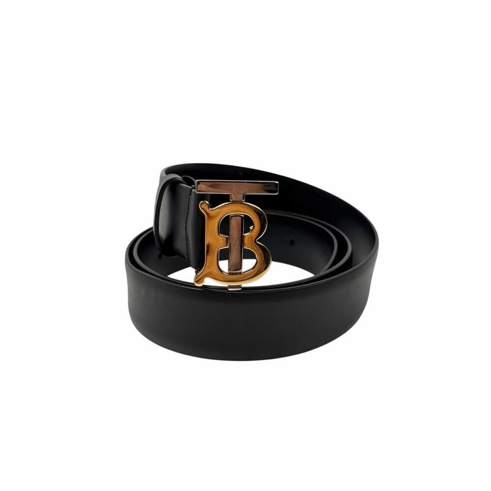 Size 38/95 - Burberry Black Gold Leather Belt